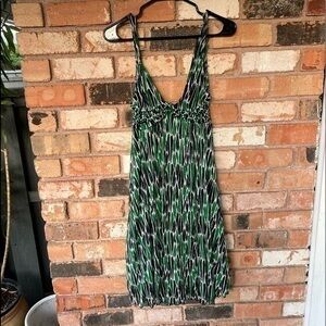 Diane von Furstenberg Silk Glen Green & Black midi dress